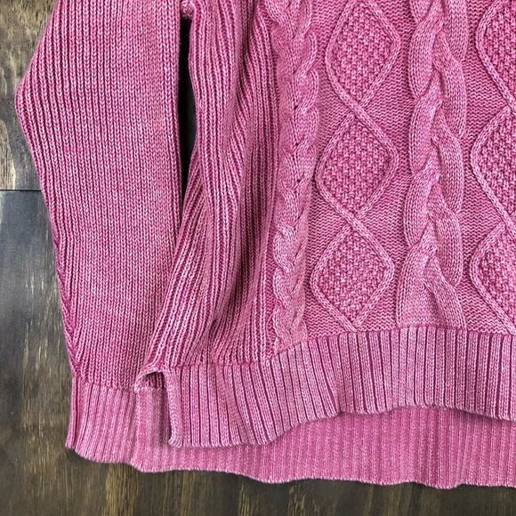 Sonoma Womens Sweater Blush Pink V Neck Cable Knit Fisherman Long Sleeve Large - Picture 3 of 12